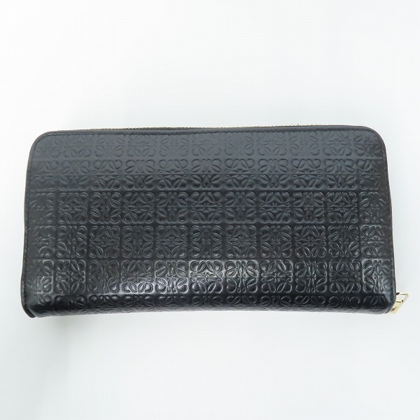 実際に弊社で買取させて頂いたLOEWE/ロエベ アナグラム レザー ラウンドジップ 長財布 ロングウォレット ブラックの画像 1枚目