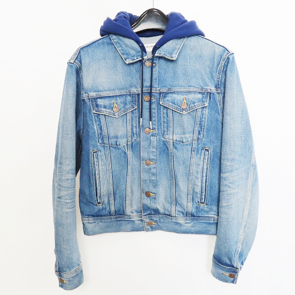 実際に弊社で買取させて頂いた【JPタグ】CELINE/セリーヌ ロゴプリント フード付き デニム トラッカー ジャケット/XSの画像 1枚目