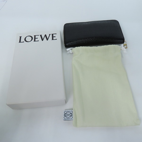 実際に弊社で買取させて頂いたLOEWE/ロエベ アナグラム レザー ラウンドジップ 長財布 ロングウォレット ブラックの画像 8枚目