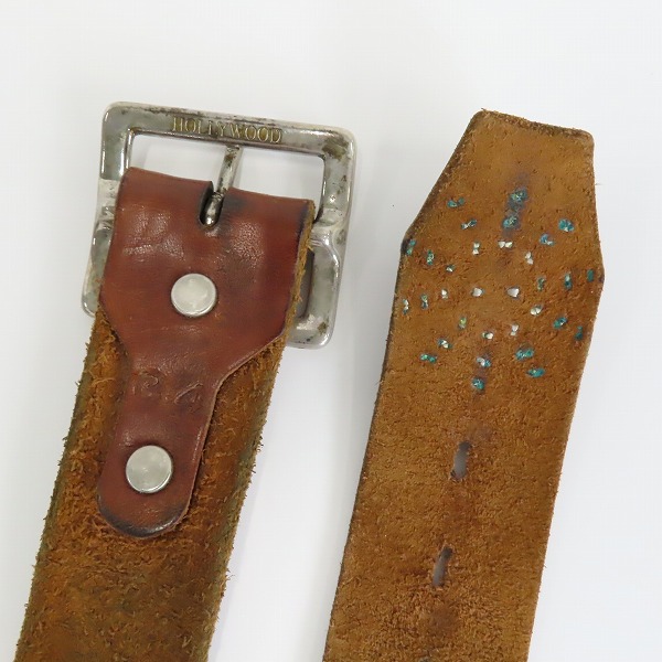 実際に弊社で買取させて頂いたHTC/HOLLYWOOD TRADING CO./ハリウッドトレーディングカンパニー スタッズ レザー ベルト ブラウン/34の画像 2枚目