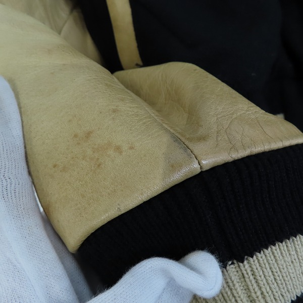 実際に弊社で買取させて頂いたNUMBER(N)INE/ナンバーナイン 袖レザー ウール スタジャン F08-NJ052B size2の画像 6枚目