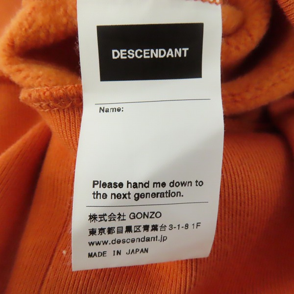 実際に弊社で買取させて頂いたDESCENDANT/ディセンダント 18AW PE HOODED SWEATSHIRT/フーディー スウェットシャツ/1の画像 3枚目