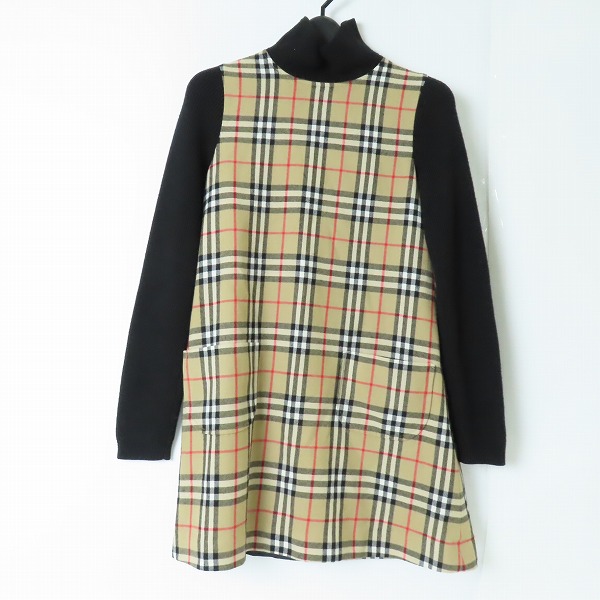 実際に弊社で買取させて頂いたBURBERRY/バーバリー ワンピース ひざ丈 ウール ノバチェック リブニット 8017807/12Y 152cm