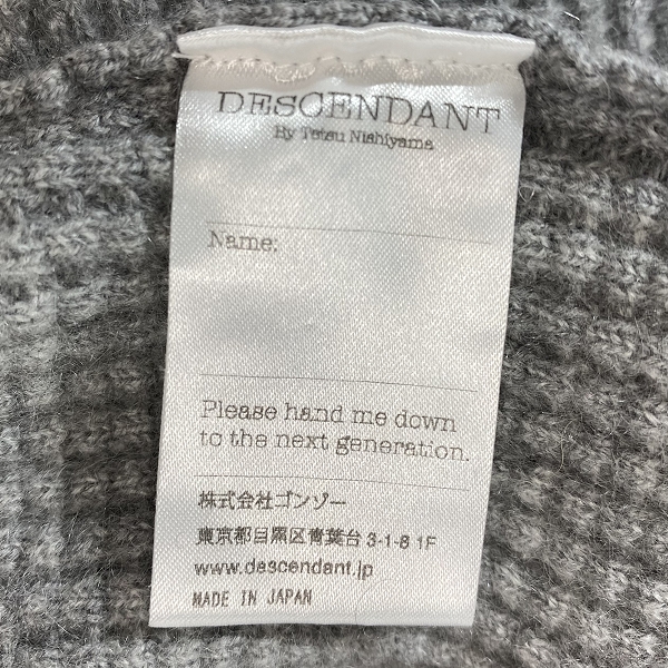 実際に弊社で買取させて頂いたDESCENDANT/ディセンダント クルーネック ニット カシミヤ100％ size1の画像 4枚目