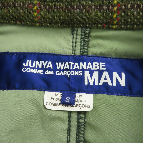 実際に弊社で買取させて頂いたJUNYA WATANABE COMME des GARCONS MAN/ジュンヤワタナベコムデギャルソンマン ウール チェック ミリタリー コート WR-J028/Sの画像 2枚目