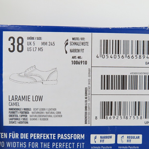 実際に弊社で買取させて頂いたBIRKENSTOCK/ビルケンシュトック LARAMIE LOW ララミーロー/38の画像 9枚目