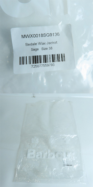 実際に弊社で買取させて頂いたBarbour/バブアー BEDALE JACKET ビデイル 襟コーデュロイ オイルドジャケット MWX0018SG9138 38の画像 9枚目