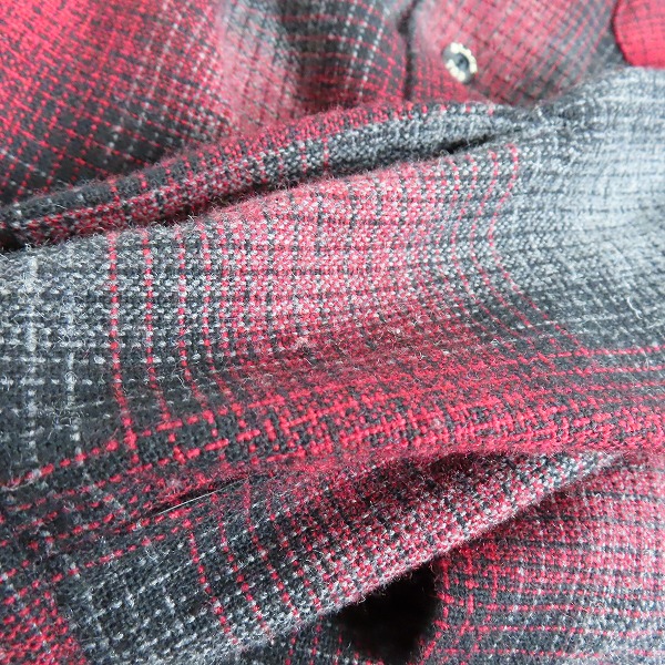 実際に弊社で買取させて頂いたBlack Top/ブラックトップ チェック柄 長袖ボタンシャツ レッド系/ブラック/グレー/Sの画像 5枚目