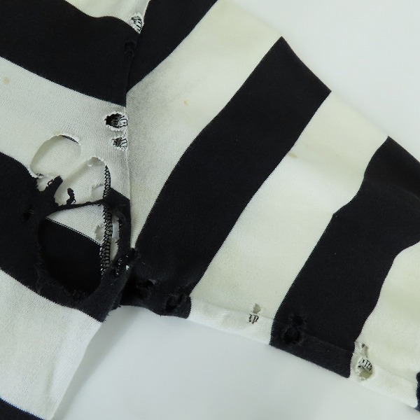 実際に弊社で買取させて頂いたNUMBER (N)INE/ナンバーナイン 2002SS モダンエイジ オパール加工 ダメージ ボーダーロングTシャツ/3の画像 6枚目