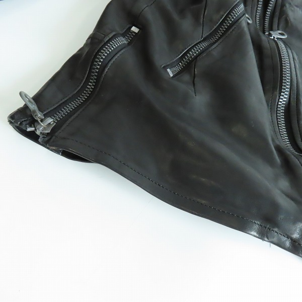 実際に弊社で買取させて頂いたISAMU KATAYAMA BACKLASH/イサムカタヤマバックラッシュ イタリアン ダブルショルダー製品染めダブルライダース 1254-02/Mの画像 7枚目