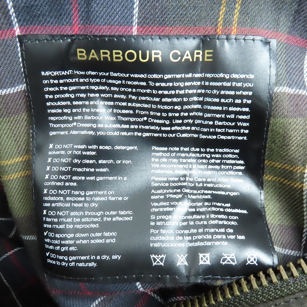 実際に弊社で買取させて頂いたBarbour/ バブアー ASHBY WAX JACKET/アシュビー オイルドワックスジャケット/XLの画像 7枚目
