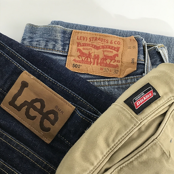 実際に弊社で買取させて頂いた【おまとめ品】Levi’s/リーバイス/LEE/リー Dickies/ディッキーズ 他 501 デニム ワイドパンツ 等