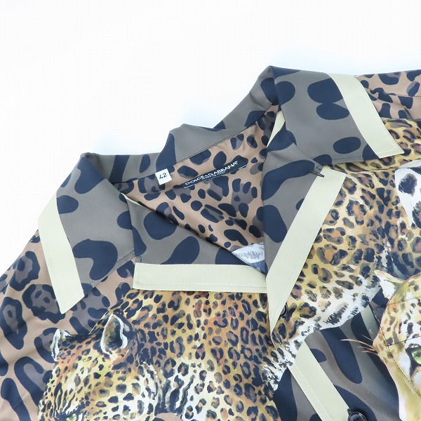 実際に弊社で買取させて頂いたDOLCE&GABBANA/ドルチェ&ガッバーナ Silk Leopard Print/豹プリント オープンカラー 半袖 シャツ/42の画像 5枚目