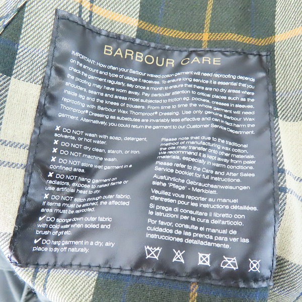 実際に弊社で買取させて頂いたBARBOUR/バブアー SPEY JACKET スペイ オイルドジャケット MWX1212SG51 Sの画像 5枚目