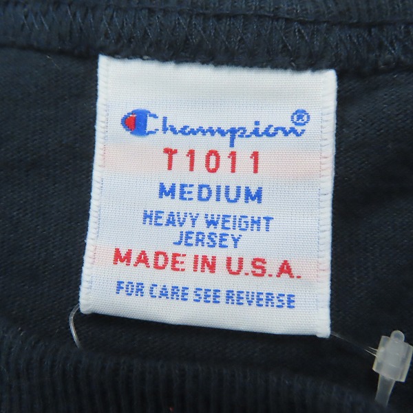 実際に弊社で買取させて頂いた【未使用】Champion/チャンピオン 7分丈カットソー ネイビー USA製 Mの画像 2枚目