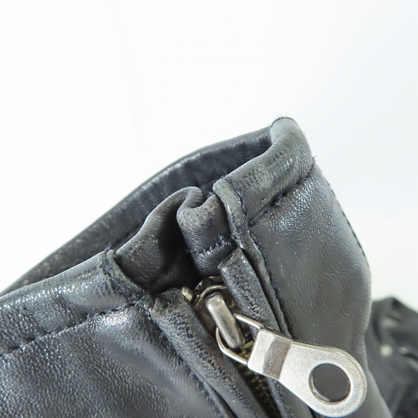 実際に弊社で買取させて頂いたLITHIUM HOMME×MEN'S BIGI/リチウムオム×メンズビギ 羊革 レザー シングルライダースジャケット/03の画像 7枚目