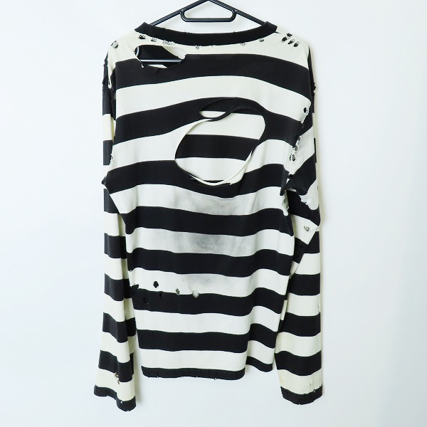実際に弊社で買取させて頂いたNUMBER (N)INE/ナンバーナイン 2002SS モダンエイジ オパール加工 ダメージ ボーダーロングTシャツ/3の画像 1枚目