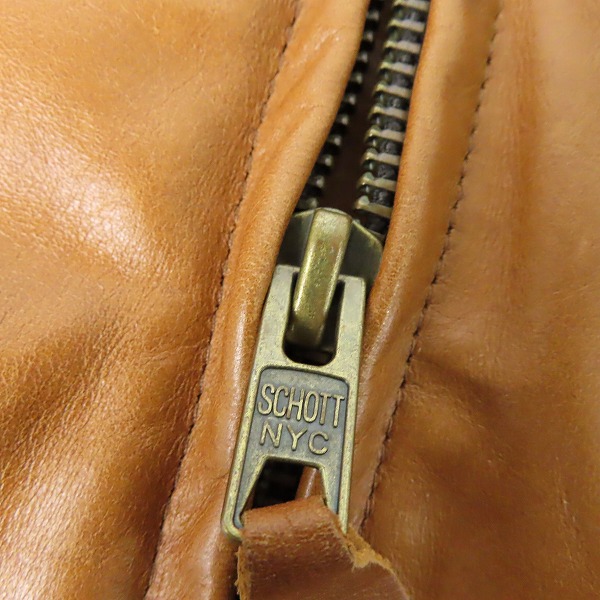 実際に弊社で買取させて頂いたSchott/ショット USA製/60S復刻 カウレザー シングルライダース ジャケット 7009/34の画像 7枚目