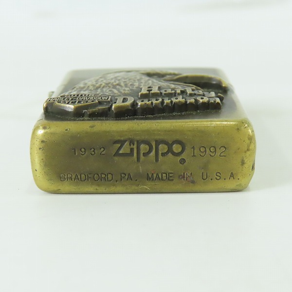 実際に弊社で買取させて頂いたZIPPO/ジッポー HARLEYDAVIDSON/ハーレーダビッドソン イーグルメタル貼り ゴールド/1992年製の画像 3枚目