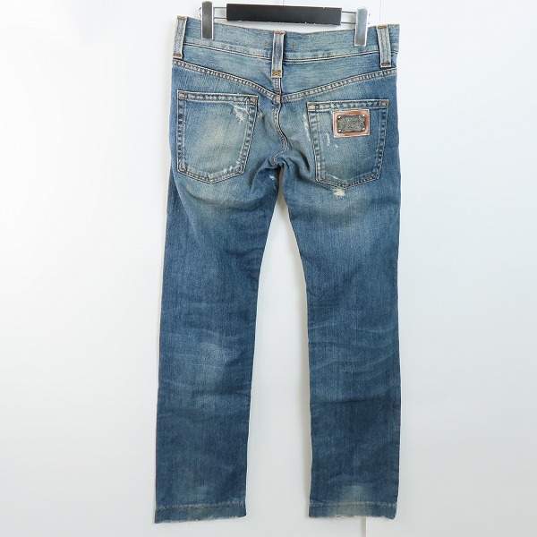 実際に弊社で買取させて頂いたDOLCE&GABBANA/ドルチェアンドガッバーナ/ドルガバ ロゴプレート ダメージ加工デニムパンツ G33GFD/44の画像 1枚目