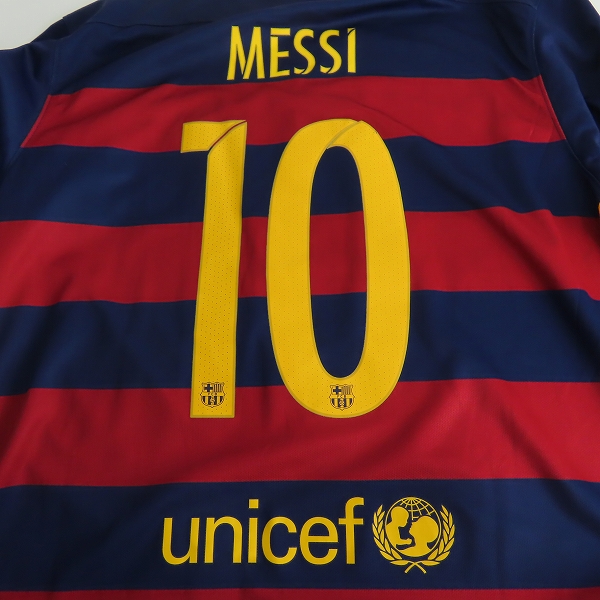 実際に弊社で買取させて頂いたNIKE/ナイキ FCバルセロナ 15/16シーズン レプリカユニフォーム 優勝ワッペン付き #10 メッシ Lの画像 5枚目