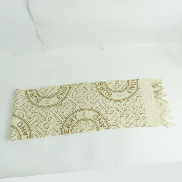 実際に弊社で買取させて頂いたBURBERRY/バーバリー TBロゴ フリンジ マフラー 8045451 の画像 1枚目