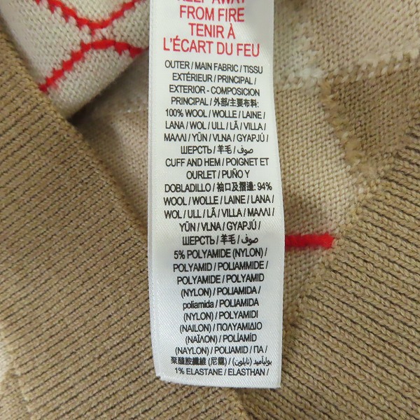 実際に弊社で買取させて頂いたBURBERRY/バーバリー ベアアーガイル柄 カーディガン/14Y 164cmの画像 3枚目