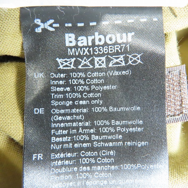 実際に弊社で買取させて頂いたBarbour/バブアー wax jacket/ワックスジャケット 4154001/XLの画像 7枚目
