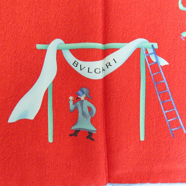 実際に弊社で買取させて頂いたBVLGARI/ブルガリ シルク100％ サーカス柄 スカーフの画像 1枚目
