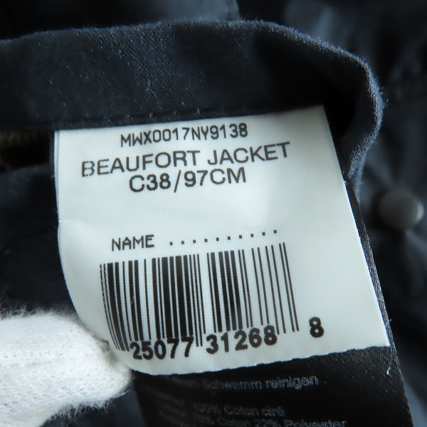 実際に弊社で買取させて頂いたBarbour/バブアー BEAUFORT WAX JACKET ビューフォート ワックスコーティング ジャケット MWX0017NY9138 38の画像 4枚目