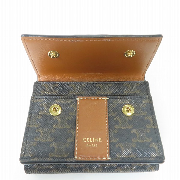 実際に弊社で買取させて頂いたCELINE/セリーヌ マカダム柄 トリオンフ スモールトリフォールド コンパクト/ミニ ウォレット 3つ折り財布の画像 3枚目