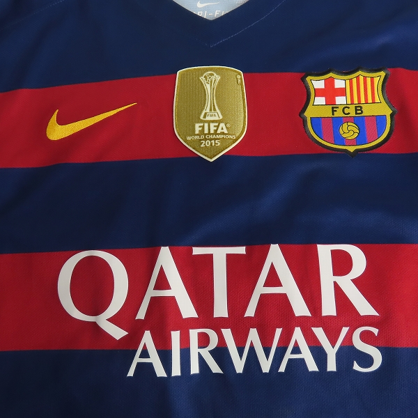 実際に弊社で買取させて頂いたNIKE/ナイキ FCバルセロナ 15/16シーズン レプリカユニフォーム 優勝ワッペン付き #10 メッシ Lの画像 4枚目