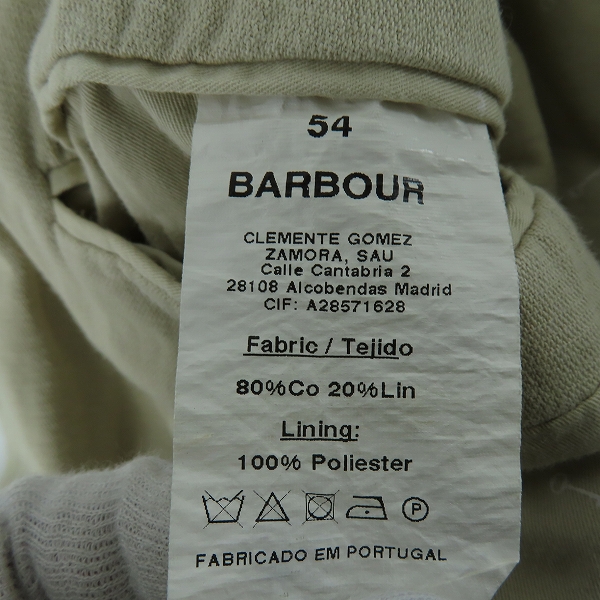 実際に弊社で買取させて頂いたBarbour/バーブァー リネン 2B ジャケット/54の画像 3枚目