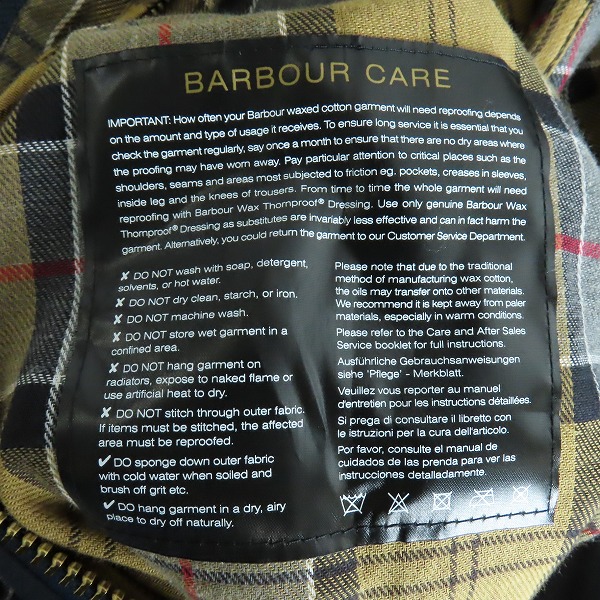 実際に弊社で買取させて頂いたBarbour/バブアー BEAUFORT WAX JACKET ビューフォート ワックスコーティング ジャケット MWX0017NY9138 38の画像 7枚目