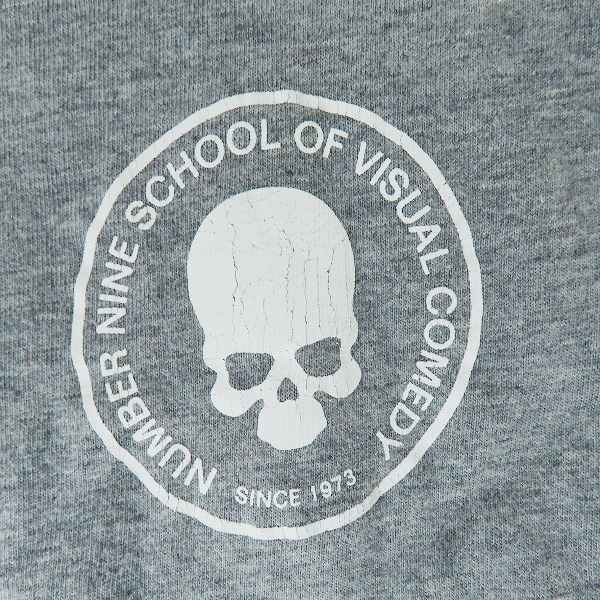 実際に弊社で買取させて頂いたNUMBER (N)INE/ナンバーナイン Tシャツ ドクロ ワンポイント ダメージ加工 グレー/2の画像 4枚目