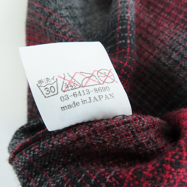 実際に弊社で買取させて頂いたBlack Top/ブラックトップ チェック柄 長袖ボタンシャツ レッド系/ブラック/グレー/Sの画像 4枚目