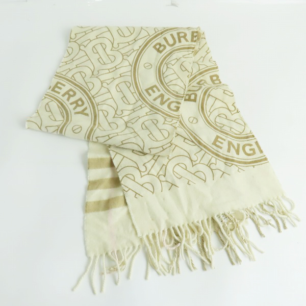 実際に弊社で買取させて頂いたBURBERRY/バーバリー TBロゴ フリンジ マフラー 8045451 