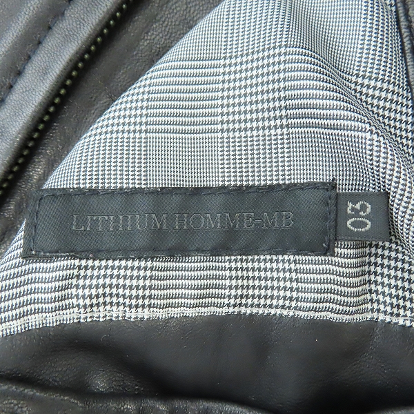 実際に弊社で買取させて頂いたLITHIUM HOMME×MEN'S BIGI/リチウムオム×メンズビギ 羊革 レザー シングルライダースジャケット/03の画像 2枚目