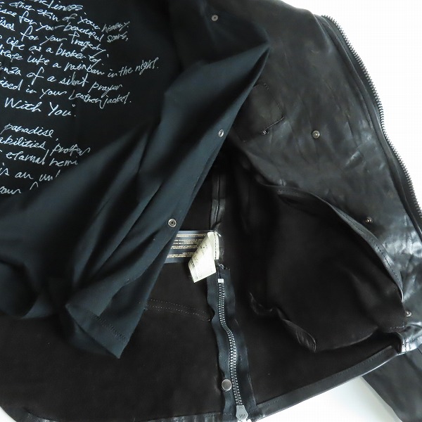 実際に弊社で買取させて頂いたISAMU KATAYAMA BACKLASH/イサムカタヤマバックラッシュ イタリアン ダブルショルダー製品染めダブルライダース 1254-02/Mの画像 3枚目