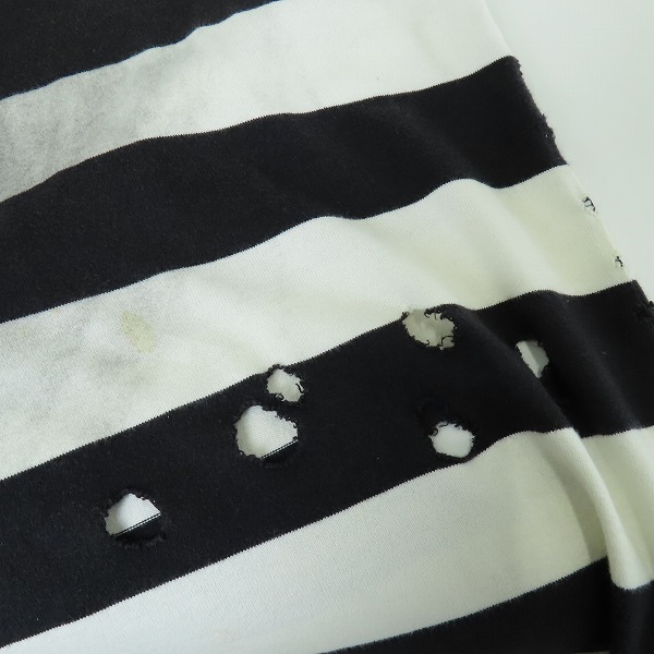 実際に弊社で買取させて頂いたNUMBER (N)INE/ナンバーナイン 2002SS モダンエイジ オパール加工 ダメージ ボーダーロングTシャツ/3の画像 5枚目