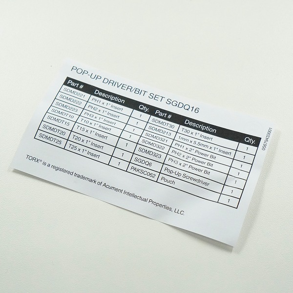 実際に弊社で買取させて頂いたSnap-on/スナップオン SGDQ16KT ポップアップスクリュードライバー ダイヤモンドビット セットの画像 8枚目