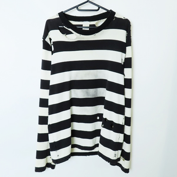 実際に弊社で買取させて頂いたNUMBER (N)INE/ナンバーナイン 2002SS モダンエイジ オパール加工 ダメージ ボーダーロングTシャツ/3