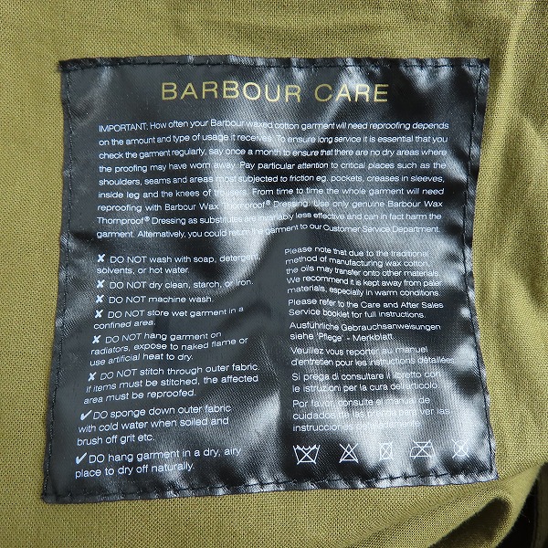 実際に弊社で買取させて頂いたBarbour/バブアー wax jacket/ワックスジャケット 4154001/XLの画像 4枚目