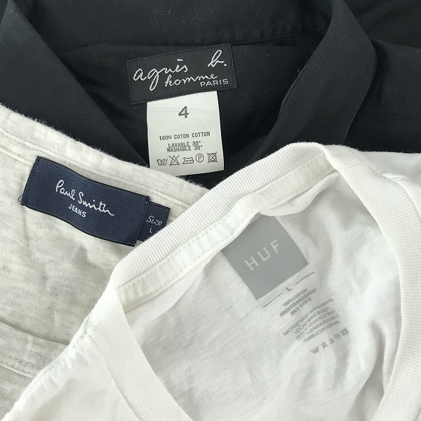 実際に弊社で買取させて頂いた【おまとめ】ハフ/アニエスベーオム/ポールスミス 他 ボタンシャツ/デニムシャツ/Tシャツ 等