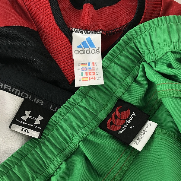 実際に弊社で買取させて頂いた【おまとめ】アディダス/アンダーアーマー/カンタベリー 他 スポーツウエア カットソー/パーカー/ショーツ 等