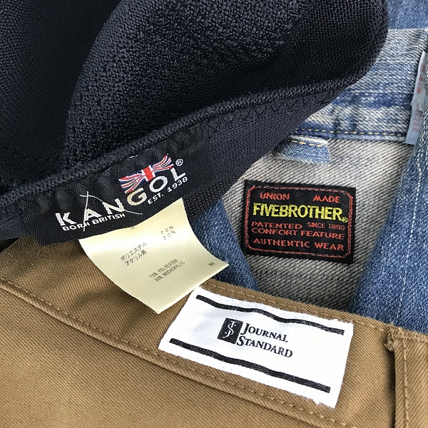 実際に弊社で買取させて頂いた【おまとめ/未使用含む】ファイブブラザー/カンゴール/ジャーナルスタンダード 他 デニムジャケット/パンツ/帽子/靴下 等の画像 1枚目