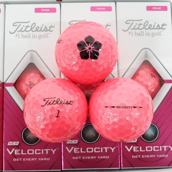 実際に弊社で買取させて頂いた【未使用/オウンネーム】Titleist/タイトリスト VELOCITY/ベロシティ ゴルフボール ピンク 18個の画像 1枚目