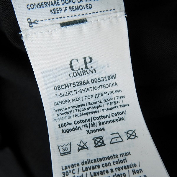 実際に弊社で買取させて頂いた【未使用】C.P.COMPANY/シーピーカンパニー Tシャツ 08CMTS286A ブラック Lの画像 4枚目