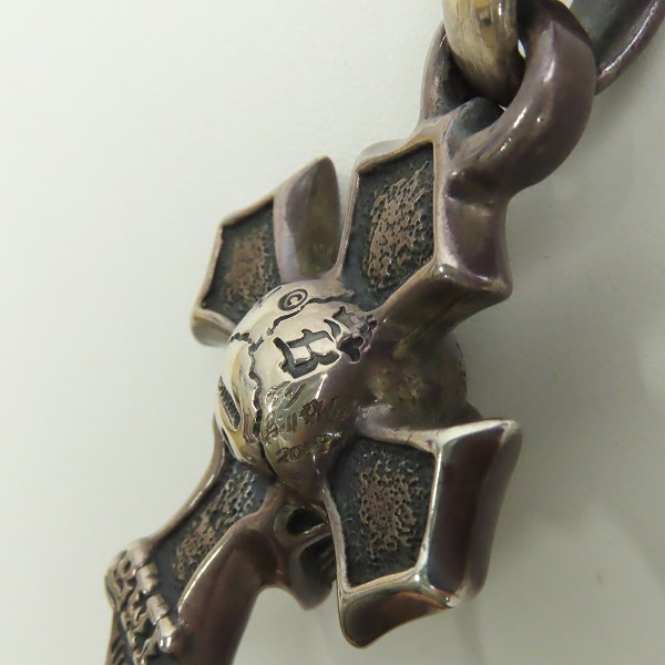 実際に弊社で買取させて頂いた【ギャラ付/カスタム】BWL/ビルウォールレザー C CROSS LARGE/Cクロス ラージ w グッドラックスカル ペンダントトップの画像 7枚目