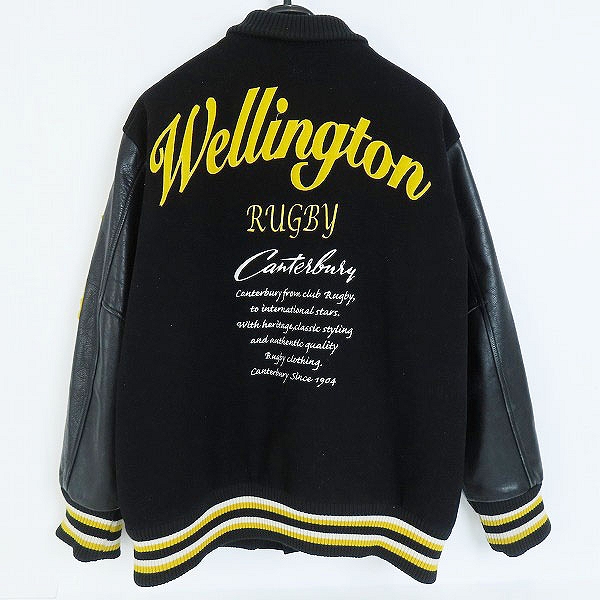 実際に弊社で買取させて頂いたCANTERBURY OF NEW ZEALAND/カンタベリー WELLINGTON1879袖レザー パッチ刺繍 スタジャン RA70576/XLの画像 1枚目